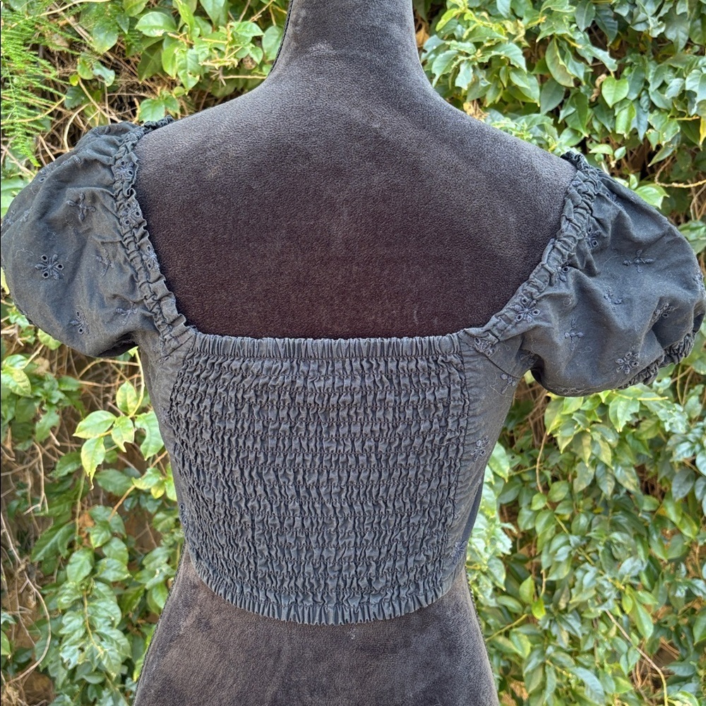 Gap Eyelet Crop Top Black Top Size Medium Y2K Inspired Whimsigoth Small Babydoll - Picture 7 of 7